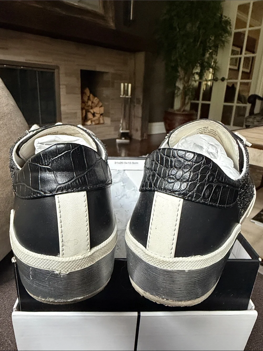 Dolce Vita women’s Black Low-Top Suede and sparkle Sneakers with Cream Laces